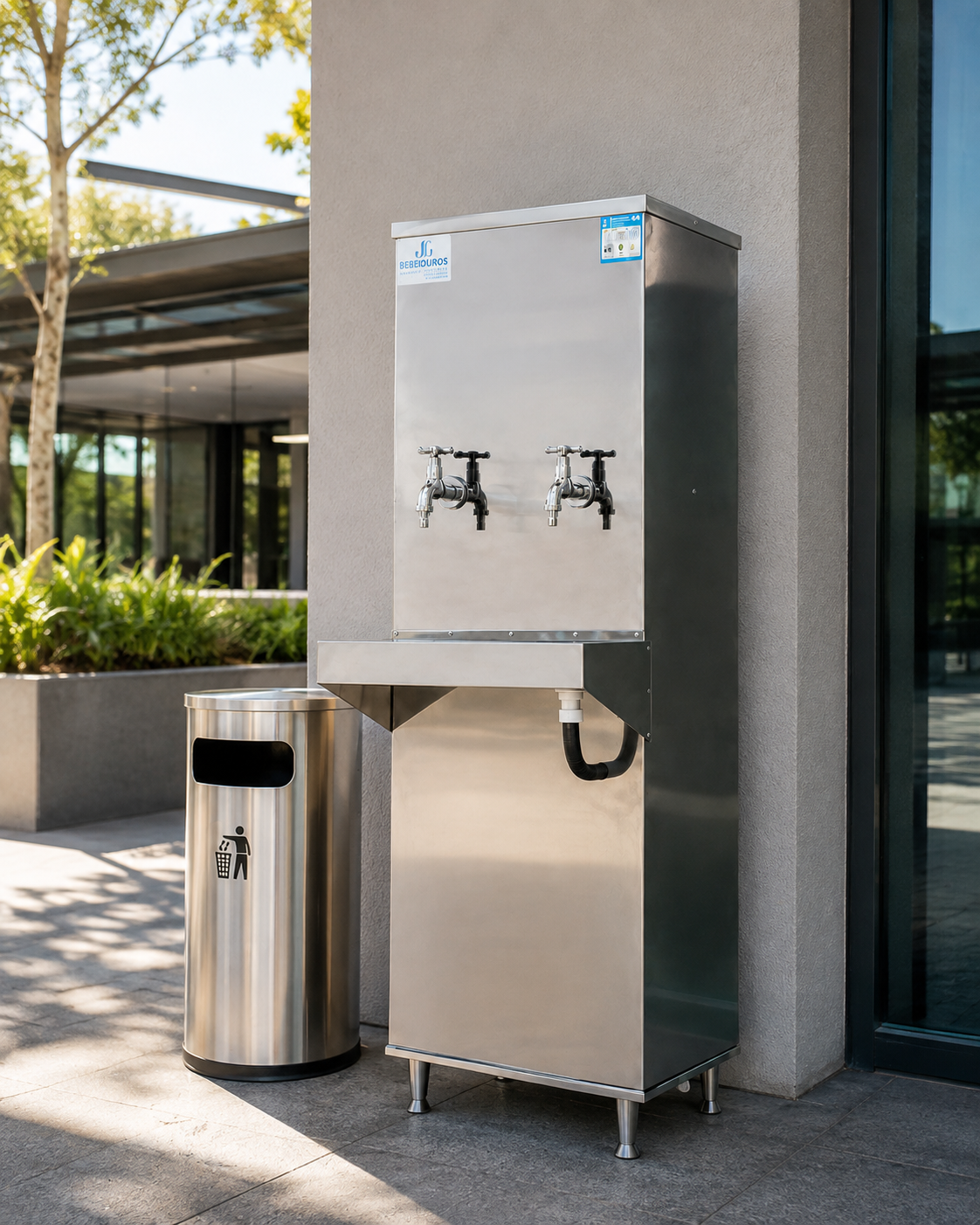 Bebedouro industrial JG instalado em ambiente corporativo